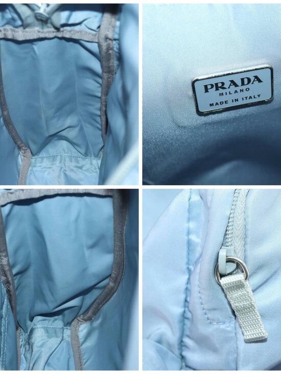 PRADA Backpack Nylon Light Blue Silver Auth 169576 main image 12